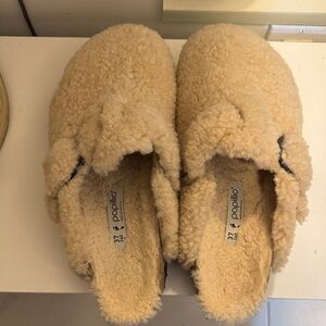 Final - Birkenstock X Papillio Plush Tan Slippers-37